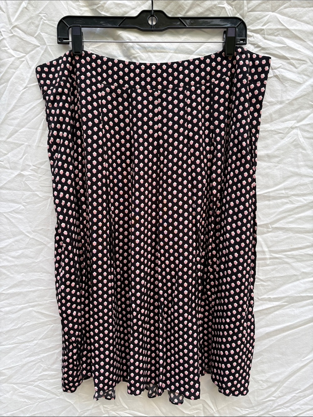 Talbots Black Skirt with Pink Diamond Print